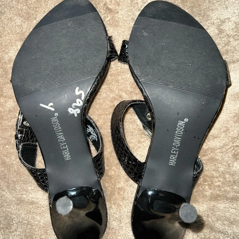 Harley Davidson Black Sandal Heels Size 6.5M - Picture 6 of 6